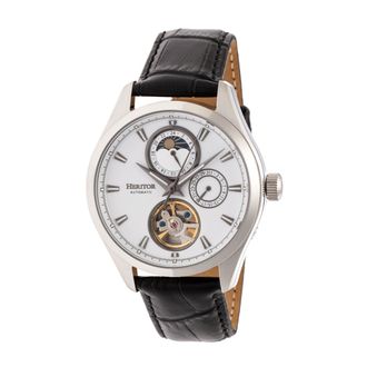 Heritor Mens Sebastian Semi-Skeleton Leather-Band Watch - Silver Stainless Steel - One Size