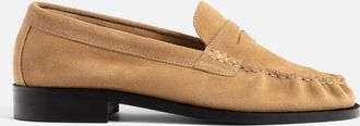 Duke + Dexter Duke + Dexter, Womens Ezra Tan Suede Pleated Penny Loafer - Womens, Size 3