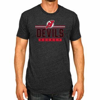 Wright & Ditson Adult NHL Heather Charcoal True Fan Hockey T-Shirt - Tagless Cotton Polyester Blend - Ultimate Comfort, New Jersey Devils - Charcoal, XL