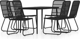 vidaXL Juego De Comedor De Jard&iacute;n 7 Piezas Negro Vidaxl
