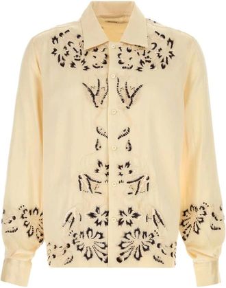 Bode Overhemden, Heren, Geel, 2Xl, Satijn, Phantasm Shirt