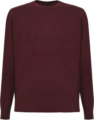 Dell'Oglio Bordeaux Gebreide Kleding Aw 24 - Heren - Ronde hals truien - Rood - 3XL - Truien & Vesten