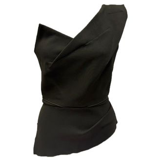 Roland Mouret Asymmetric One-Shoulder Top in Olive Viscose