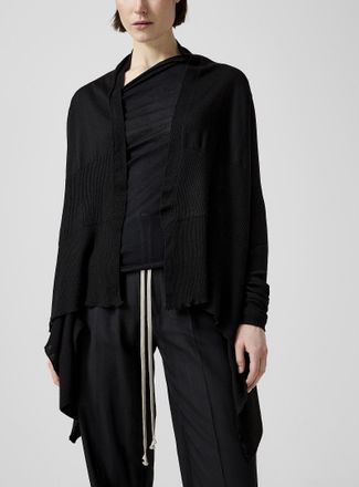 Rick Owens Womens Long pure virgin wool blue cardigan