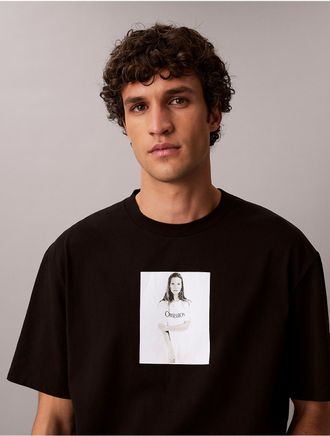 Calvin Klein Mens Kate Moss Obsession Graphic Relaxed T-Shirt - Black - 2XL