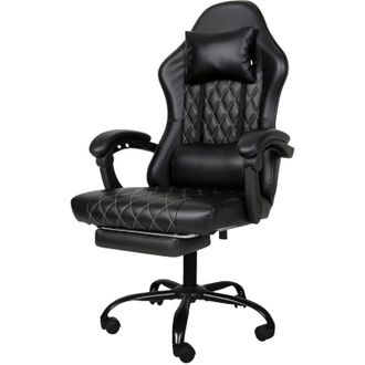 Levede Levede Office Desk Chair PU Gaming Recliner Adjustable Height Swivel Black