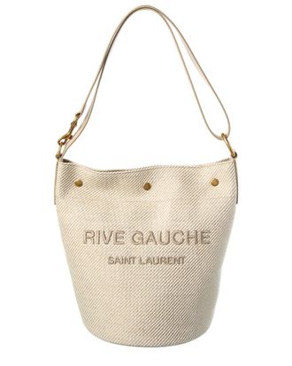 Saint Laurent Rive Gauche Canvas & Leather Bucket Bag