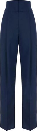 Elisabetta Franchi Gabardine Broek - Dames - Straight fit broeken - Blauw - XS - Katoen - Broeken
