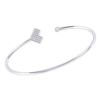 LuvMyJewelry One Way Arrow Sterling Silver Diamond Adjustable Cuff at Nordstrom