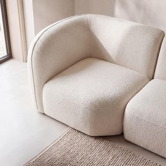 Maisons du monde M&oacute;dulo de esquina para sof&aacute; modular de tejido de poli&eacute;ster efecto lino beige