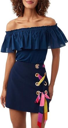 Trina Turk Lakeland Top Womens Clothing Ink : XS, Elastane/Viscose