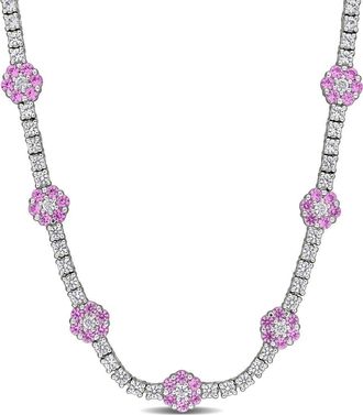 Delmar Lab Created Pink Sapphire & White Sapphire Floral Station Necklace at Nordstrom Rack