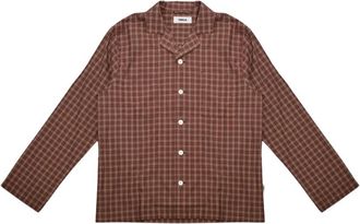 Tekla Pyjamahemd van fijne keperstof - Heren - Pyjama - Bruin - S - Katoen - Nachtkleding