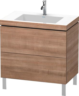Duravit Lavabo Para Muebles Duravit L-cube C-bonded Con Base De Pie, 80x48 Cm, 2 Extra&iacute;bles, Sin Rebosadero, 1 Agujero Para Grifo, Color: Cerezo Del Tesino - 