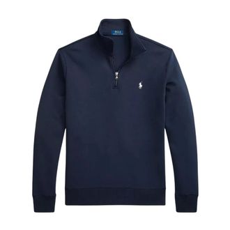 Ralph Lauren Hoodies & sweatvesten, Heren, Blauw, M, Katoen, Donkerblauwe trui met opstaande kraag
