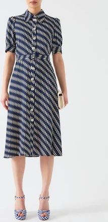 L.k. Bennett Valerie Stripe Shirtdress in Navy/Cream at Nordstrom Rack, Size 14 Us / 18 Uk