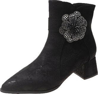 Generic Womens Mid Calf Boots Extra Comfortable Retro Shoes Waterproof Slip-on Classic Booties Western Cowboy Comfortable Chunky Shoes Booties for Dog Walking