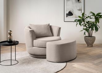 HOME AFFAIRE Drehsessel »MAISIE, Love Seat,Lese-Sessel,Sessel-Set, mit Hocker« 2 Stk. tlg. in MEGA CORD und Web-Velours, drehbar 360 Grad mit Hocker