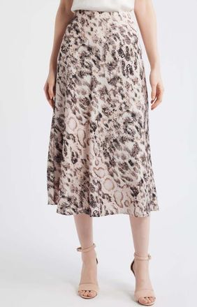 Tahari by ASL Print Satin Maxi Skirt in Mocha Snake at Nordstrom, Size 14