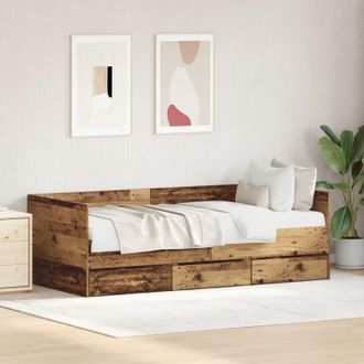 Berkfield Home Rustic Daybed Old wood Engineered wood 90 x 200 cm Durable in Brown