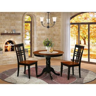 East West Furniture 3 Pc Kitchen Table set with a Table and 2 Dining Chairs in Black and Cherry