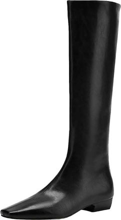 Generic Womens Cow Split Skin Low Heels Non-Slip Thigh-High Boots Winter Shoes Office Lady Knee-High Boots