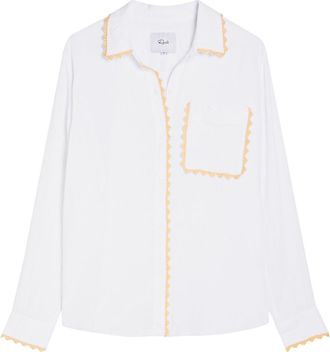 Rails Saya Embroidered Linen-blend Shirt - White - S (UK8-10 / S)