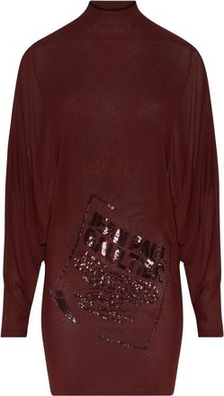 Jean Paul Gaultier Abito a collo alto con paillettes - Rosso