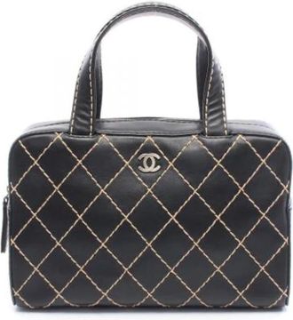 Chanel Pre-owned Handbags, female, Black, Size: ONE SIZE Pre-owned Vintage Leather Handbag