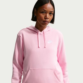 Nike Womens Nike Sportswear Club Fleece Pullover Hoodie in Red | DQ5793-652