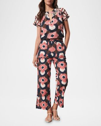 Figue Rosie Printed Short-Sleeve Cotton Top