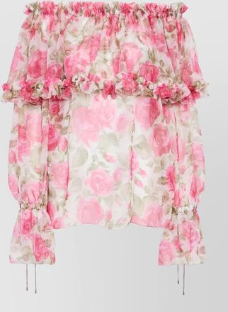 Chlo&eacute; silk mousseline off shoulder floral top