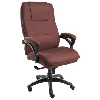 Beliani Silla Ejecutiva De Oficina Asiento Inclinable Acolchado Grueso Lino Marr&oacute;n Magnus