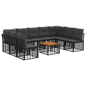 vidaXL Conjunto De Sof&aacute;s De Exterior 10 Pcs Negro Y Gris Oscuro Vidaxl