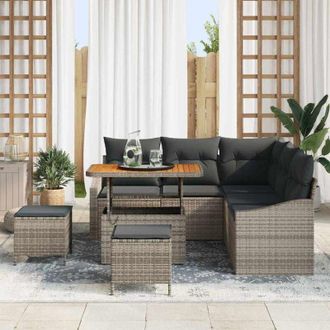 vidaXL Vidaxl - Conjunto De Sof&aacute; De Jard&iacute;n Con Coj&iacute;n 8 Pcs Gris 90 X 55 X 71 Cm