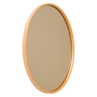 Dmora Espejo Giancaxio, Forma Ovalada, Tipo De Pared, Estructura Transparente, 45x60h Cm, Color Roble Marr&oacute;n