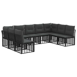 vidaXL Conjunto De Sof&aacute;s De Exterior Negro Poli&eacute;ster Vidaxl