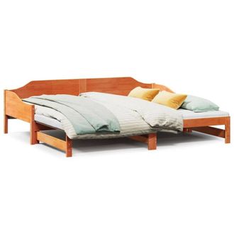 Berkfield Home Daybed with Trundle Frame Wax Brown 90x190 cm Single Solid Wood