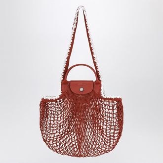 Longchamp L La Pliage Mesh Bag In Terracotta Colour