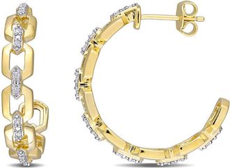Amour 1/7 CT TW Diamond Link Earrings In Yellow Plated Sterling Silver