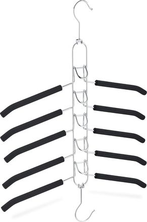 OEM Percha Que Ahorra Espacio, 5 Perchas Acolchadas Antideslizantes, Posicionamiento Horizontal Y Vertical, Negro/plata