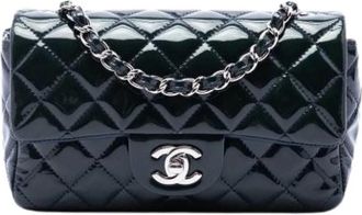 Chanel Pre-owned Quilted Patent Leather Crossbody Bag - Dames - Vintage Schoudertas - Groen - ONE Size - Leer - Vintage