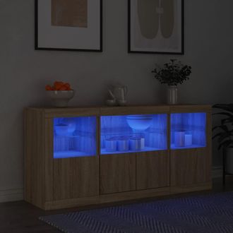 vidaXL Aparador Con Luces Led Roble Sonoma 142,5x37x67 Cm Vidaxl