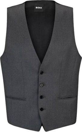 HUGO BOSS Jassen > Gilets - Heren - Gillet - Grijs - 5XL - Leer - Kostuums