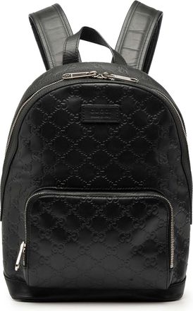 Gucci Pre-owned Womens Guccissima Backpack - Black Leather - One Size