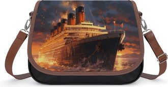 Generic Escape from Boat The Titanic Fashion Womens Crossbody Bags Novelty Handbag Shoulder Bag Purse