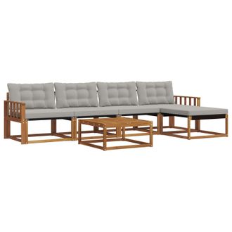 vidaXL Conjunto De Sof&aacute;s De Exterior 6 Pcs Gris Natural Y Claro Vidaxl