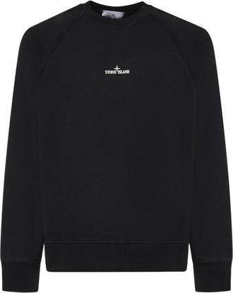 Stone Island Katoenen sweater met ronde hals - Heren - Sweatshirts - Zwart - XL - Katoen - Hoodies & sweatvesten
