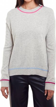 Isla Bonnie Curved Hem Crew Sweater In Silver Multi