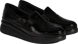 Desa Woman Leather Slip-Ons - Wedge Heel, Round Toe, Breathable | Black - 38
